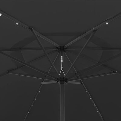 vidaXL Sombrilla de jardín con luces LED palo de metal 400 cm negro