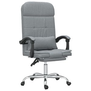 vidaXL Silla de oficina reclinable con masaje de tela gris claro