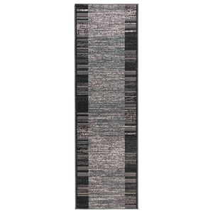 vidaXL Alfombra Runner FLORNES Tejido Gris Rayas 67 x 150 cm PP 7 mm