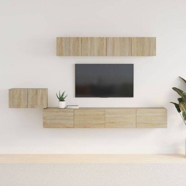 vidaXL Set de muebles para TV 5 pzas madera contrachapada roble Sonoma