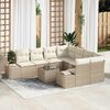 vidaXL Conjunto de sof&aacute; de jard&iacute;n 9 pcs Beige rat&aacute;n sint&eacute;tico