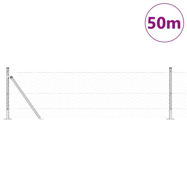 vidaXL Poste de Valla Plateado 50 x 0,6 m (malla de 50 mm) Acero