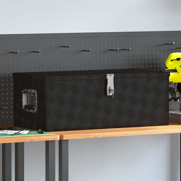 vidaXL Caja de almacenaje de aluminio negro 80x39x30 cm