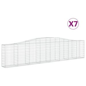 vidaXL Cestas de gaviones 7 uds forma de arco hierro 400x30x80/100 cm