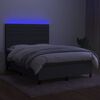 vidaXL Cama box spring colch&oacute;n y luces LED tela gris oscuro 140x190 cm