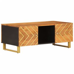 vidaXL Mesa de centro madera maciza de mango negro marrón 100x54x40 cm