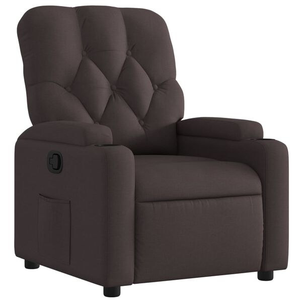 vidaXL Sill&oacute;n reclinable de tela marr&oacute;n oscuro