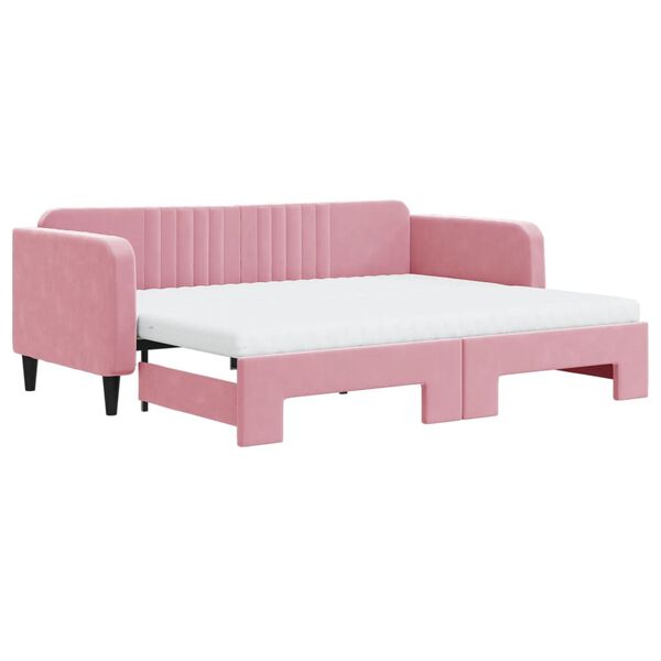 vidaXL Sof&aacute; cama nido con colch&oacute;n terciopelo rosa 90x200 cm