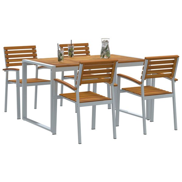 vidaXL Conjunto de Comedor de Jardín 5 pcs Gris y marrón