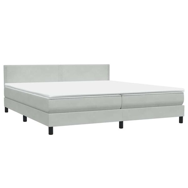 vidaXL Cama box spring con colch&oacute;n terciopelo gris claro 180x210 cm