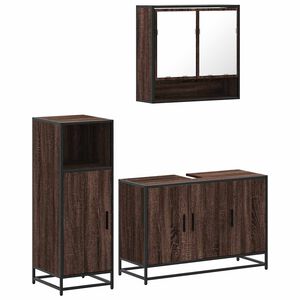 vidaXL Set de muebles ba&ntilde;o 3 pzas madera contrachapada roble marr&oacute;n