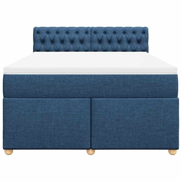vidaXL Cama box spring con colch&oacute;n tela azul 140x190 cm