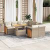 vidaXL Set sof&aacute;s jard&iacute;n y cojines 9 pzas rat&aacute;n sint&eacute;tico acacia beige