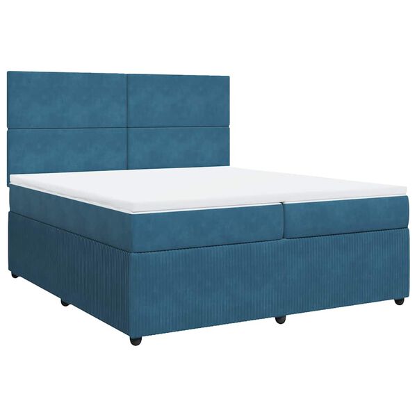 vidaXL Cama box spring con colch&oacute;n terciopelo azul oscuro 200x200 cm