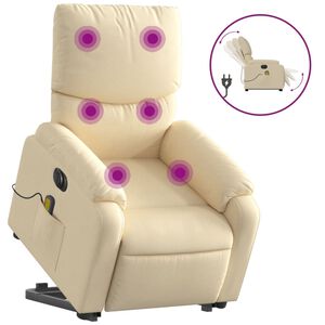 vidaXL Sill&oacute;n de masaje el&eacute;ctrico reclinable elevable tela crema