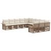 vidaXL Conjunto de sof&aacute;s de jard&iacute;n 11 pcs Beige rat&aacute;n sint&eacute;tico