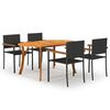 vidaXL Juego de comedor para jard&iacute;n 5 piezas negro