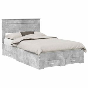 vidaXL Estructura de cama con cabecera Gris Concreto 135 x 190 cm