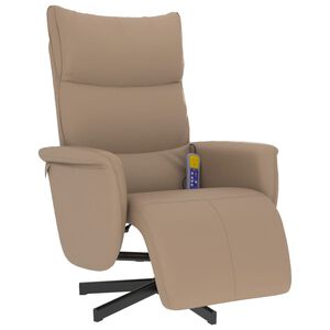 vidaXL Sill&oacute;n reclinable masaje reposapi&eacute;s cuero sint&eacute;tico capuchino