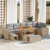 vidaXL Conjunto de sof&aacute; de jard&iacute;n 9 pcs Beige rat&aacute;n sint&eacute;tico