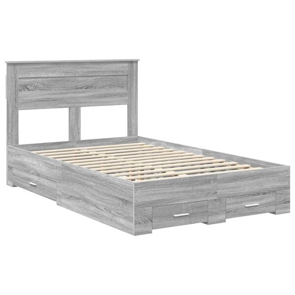 vidaXL Estructura de cama con cabecera Gris Sonoma 135 x 190 cm
