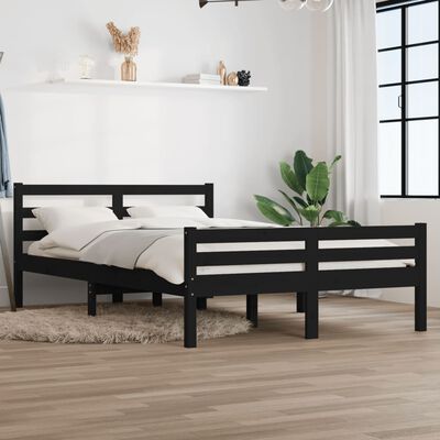 vidaXL Estructura de cama madera maciza negra 140x200 cm
