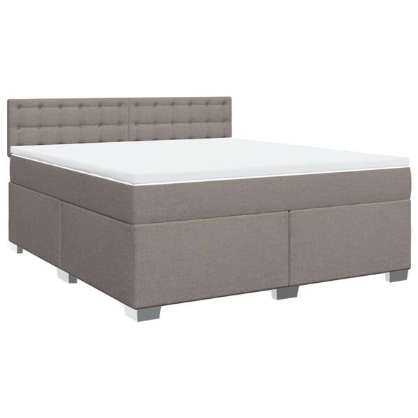vidaXL Cama box spring con colch&oacute;n tela gris taupe 180x200 cm