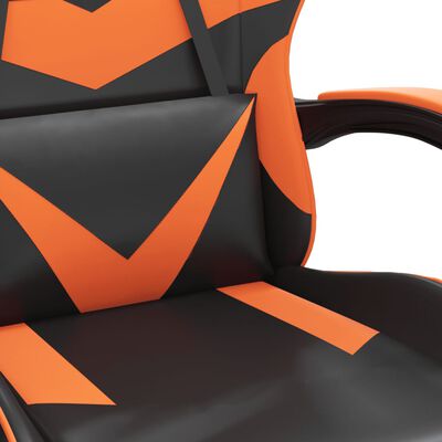 vidaXL Silla gaming cuero sintético negro y naranja