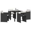 vidaXL Conjunto de Comedor de Jard&iacute;n 5 pcs Negro rat&aacute;n sint&eacute;tico