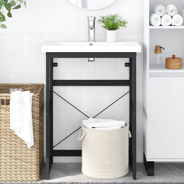 vidaXL Estructura de lavabo de hierro negro 59x38x83 cm