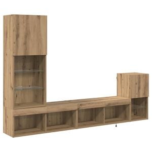 vidaXL Unidades de pared para TV Roble artesanal Madera contrachapada