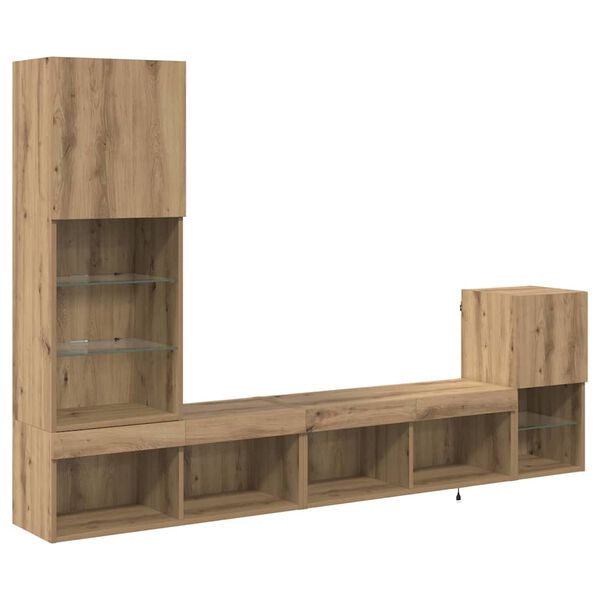 vidaXL Unidades de pared para TV Roble artesanal Madera contrachapada