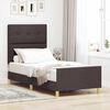 vidaXL Estructura de cama con cabecera Marr&oacute;n oscuro 90 x 190 cm tela