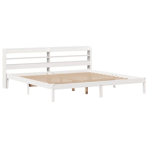 vidaXL Cama sin colch&oacute;n madera maciza de pino blanca 180x200 cm
