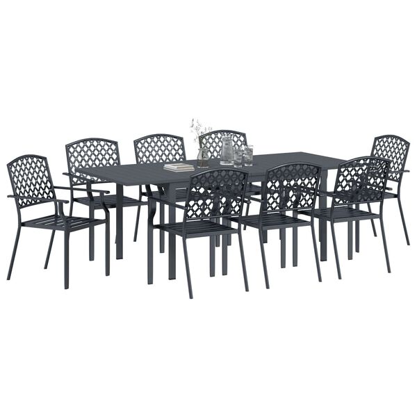 vidaXL Conjunto de Comedor de Jard&iacute;n 9 pcs Antracita Acero