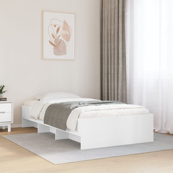 vidaXL Estructura de cama madera de ingeniería blanca 75x190 cm