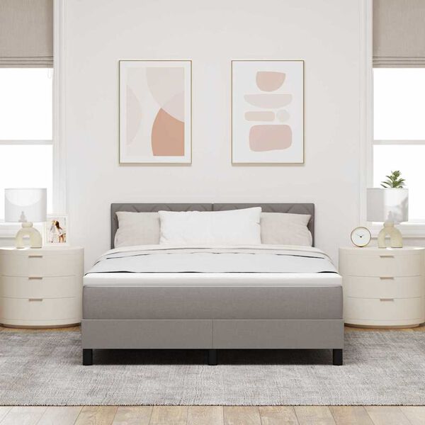vidaXL Cama tipo Box Spring con cabecera Taup&eacute; 160 x 200 cm tela