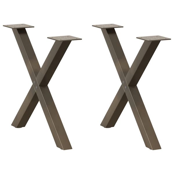 vidaXL Patas para mesa de centro en forma de X (2 unidades), acero natural, 50 x (42-43) cm.