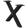 vidaXL Patas para mesa de centro en forma de X (2 unidades), color negro, 50 x (30-31) cm, acero