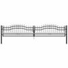 vidaXL Puerta de valla KAMPEN con punta de lanza negra, 394,5 x 78 cm, acero