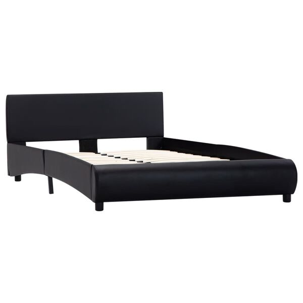 vidaXL Estructura de cama con LED de cuero sint&eacute;tico negro 140x200 cm