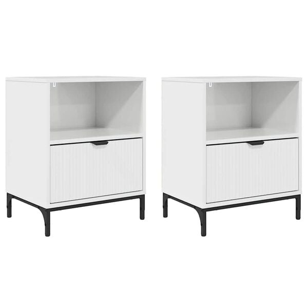 vidaXL Armario de Noche 2 pcs Blanco brillante 49 x 36 x 61 cm