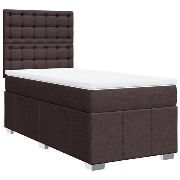 vidaXL Cama box spring con colch&oacute;n tela marr&oacute;n oscuro 80x200 cm