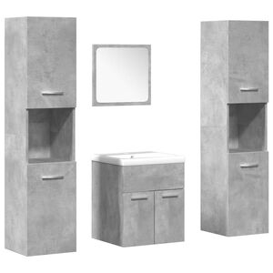 vidaXL Set muebles de ba&ntilde;o 5 piezas madera ingenier&iacute;a gris hormig&oacute;n