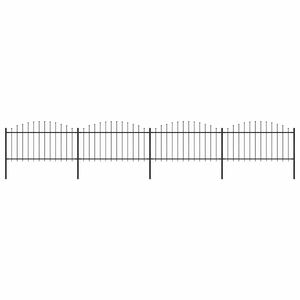 vidaXL Valla de jard&iacute;n con punta de lanza de acero 714,5x150 cm negra