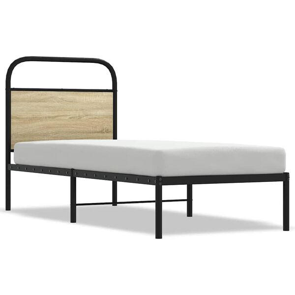 vidaXL Estructura de cama sin colch&oacute;n 75x190 cm madera roble Sonoma