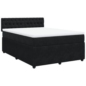 vidaXL Cama box spring con colch&oacute;n terciopelo negro 140x200 cm