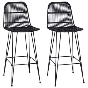 vidaXL Taburete de bar 2 uds. Negro 44 x 55 x 109 cm Rat&aacute;n y acero