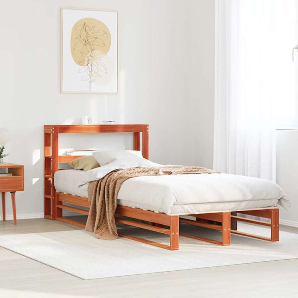 vidaXL Estructura de cama sin colch&oacute;n madera maciza marr&oacute;n 75x190 cm