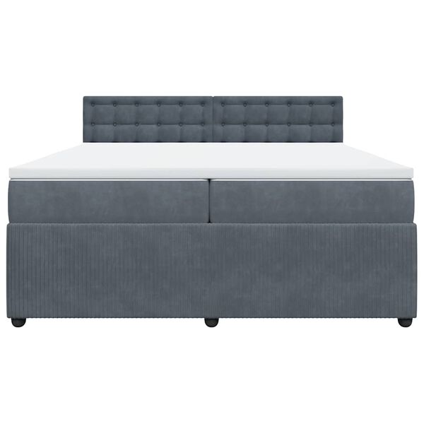 vidaXL Cama box spring con colch&oacute;n terciopelo gris oscuro 200x200 cm